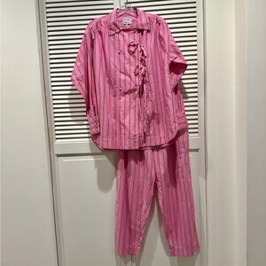 NWT DAMSON MADDER Pink Striped Matching Shirt & Pants Coord Set, UK8